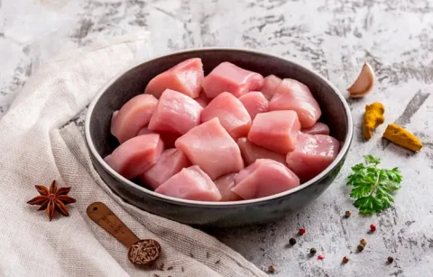 Chicken Boneless (Cubes) (Serves: 3 - 4 Pieces: 5 to 7 480 - 500 Gms)