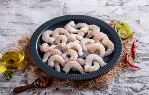 Prawns Small - Deshelled Serves: 4-5 Pieces: 45–60 Gross: 480 - 500 Gms Net: 240 - 270 gms