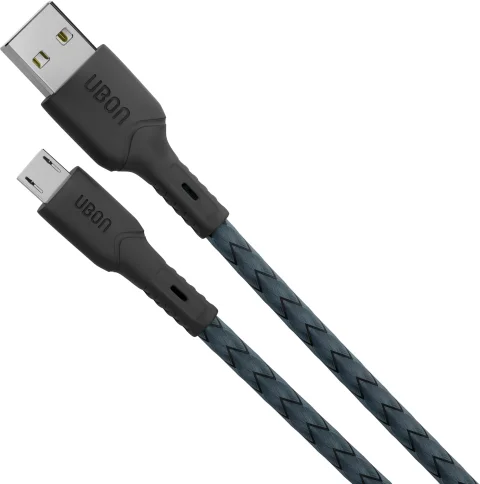 Ubon Micro USB Cable 2 A 1 m WR-401 Power Master 25 Watt (Compatible with Mobiles, Music Player, Headphones, Grey, One Cable, USB Type A To Micro USB)