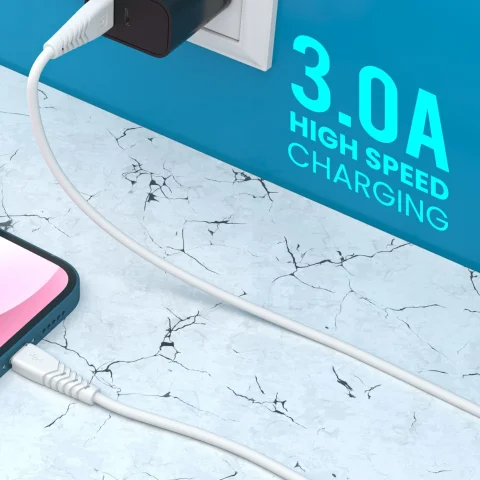 Portronics Lightning Cable 3 A 1 m POR-1032 Konnect Core II (Compatible with Mobile, White, One Cable, NA)