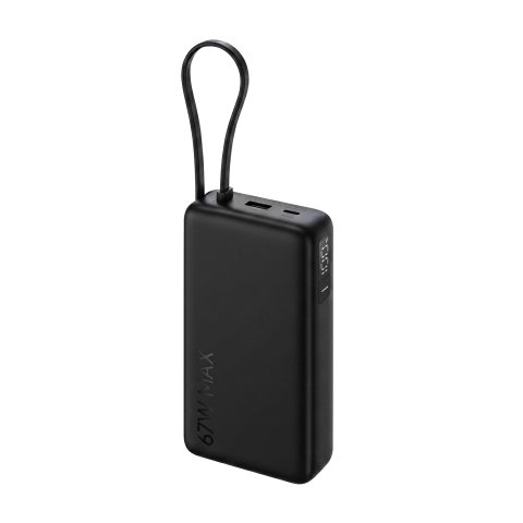 Xiaomi Power Bank 5i 20000mAh 67W Turbo Charging PD 3.0 & PPS|in-Built Cable|12 Layer Protection|Digital Display|Triple Output Ports|Supports Laptop, Tablet, Phone, Earbud (Jet Black)- 2026 Jul Launch