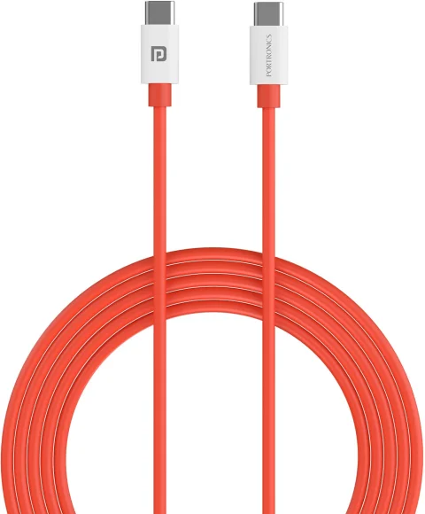 Portronics Type C 3.25 A 1 m Konnect Dash Max 65W Type C to Type C Fast Charging PD Cable with 480Mbps Data Sync (Compatible with Smartphones, Tablets, Red, One Cable, USB Type C To USB Type C)
