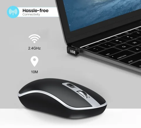 Portronics Toad 14 Wireless Mouse, 2.4 GHz with USB Nano Dongle, up to 1400 Adjustable DPI and Dual-Function Scroll Wheel for Laptops, PCs, MacBooks